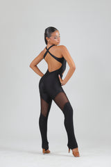 LUNA – Tuta da ballo latino con inserti trasparenti