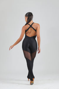 LUNA – Tuta da ballo latino con inserti trasparenti