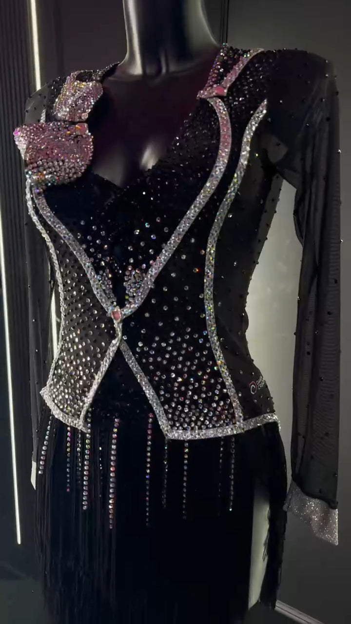 Abito Latino Black Diamond Couture - Handmade
