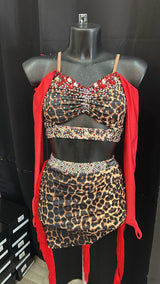 Fiera Roja – Abito Latino Americano con strass e frange rosse – Handmade
