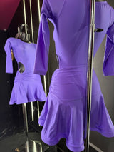 Abito da Ballo Latino Donna Classe C – Glicine Scuro in Lycra con Cut-out Laterale