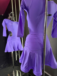 Abito da Ballo Latino Donna Classe C – Glicine Scuro in Lycra con Cut-out Laterale