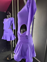 Abito da Ballo Latino Donna Classe C – Glicine Scuro in Lycra con Cut-out Laterale