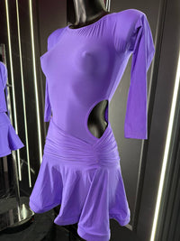 Abito da Ballo Latino Donna Classe C – Glicine Scuro in Lycra con Cut-out Laterale