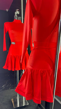 Divisa Regolamentare Latino Americano Donna – Rosso Fuoco in Lycra Premium a Manica Lunga | giro collo