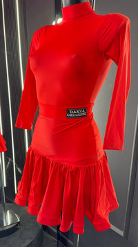 Divisa Regolamentare Latino Americano Donna – Rosso Fuoco in Lycra Premium a Manica Lunga | giro collo